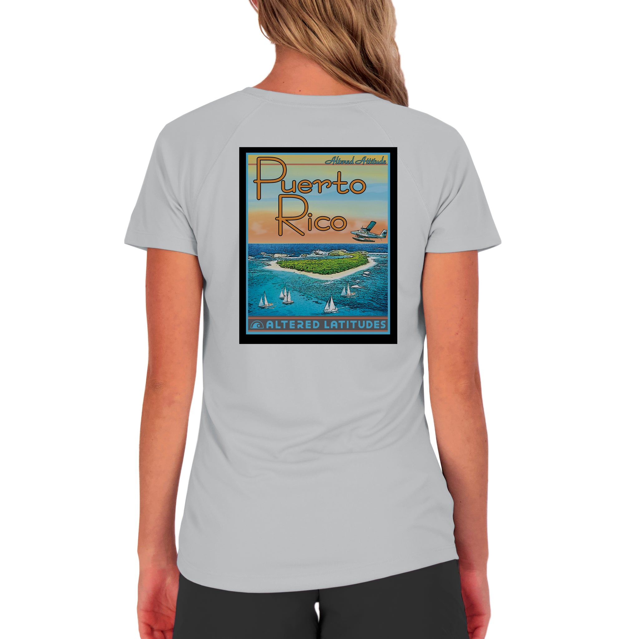 Vintage Destination Puerto Rico Women's UPF 50 Short Sleeve