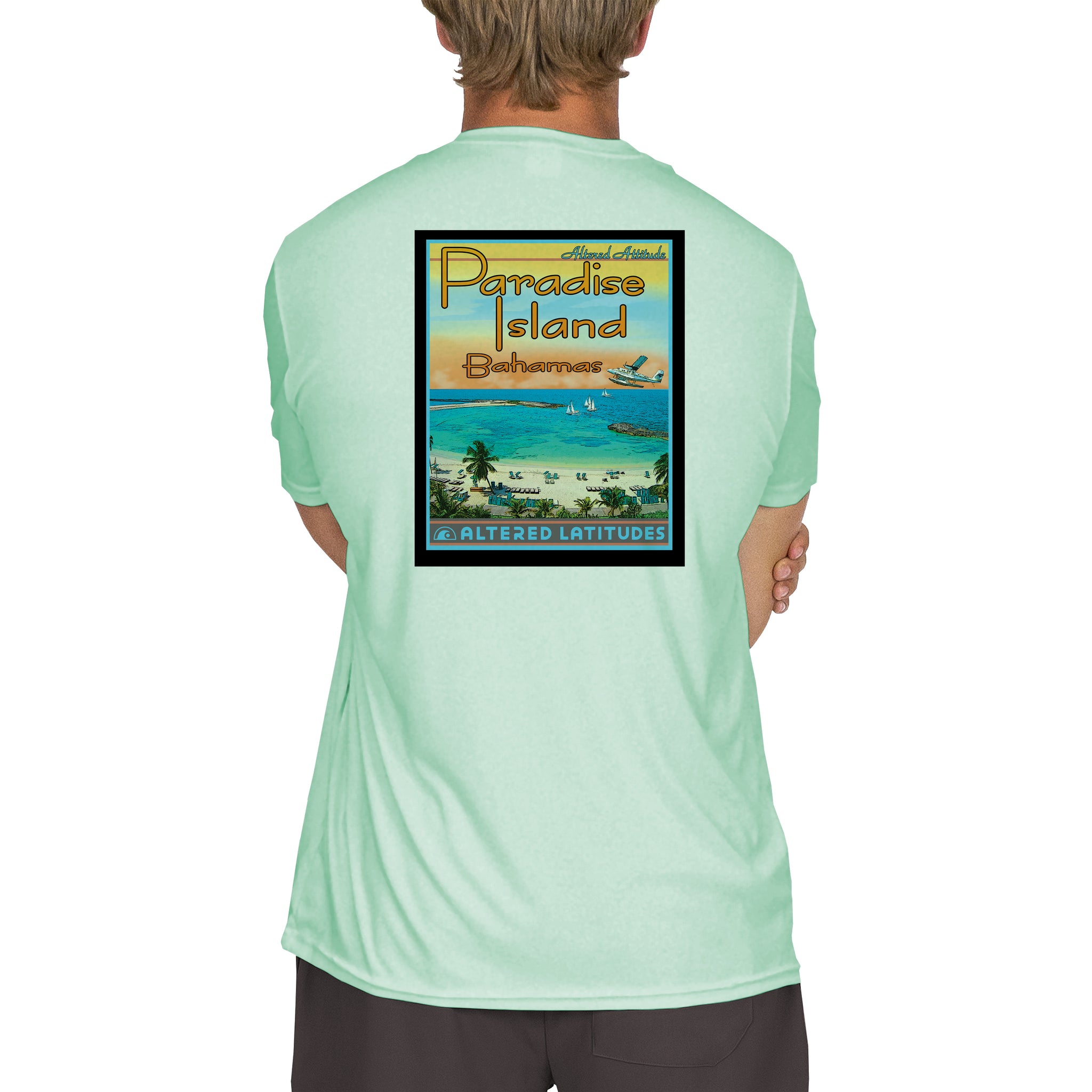 Vintage Destination Paradise Island Men's UPF 50 Short Sleeve