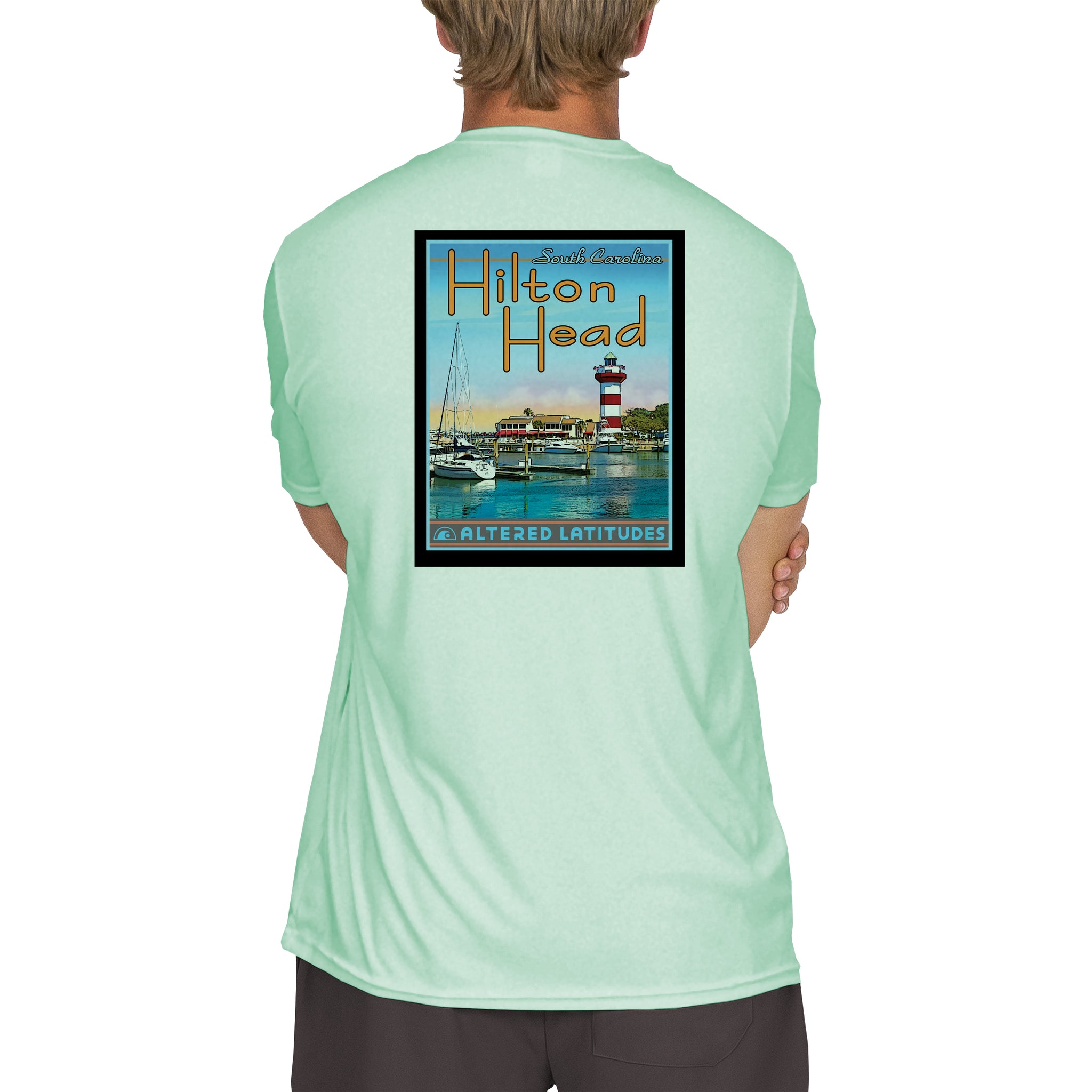 Vintage Destination Hilton Head Men's UPF 50 Short Sleeve