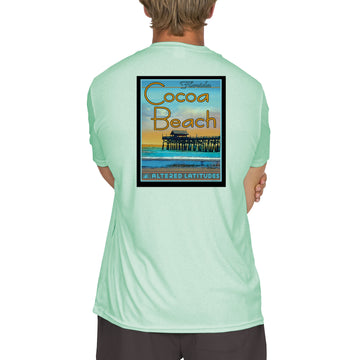 Vintage Destination Cocoa Beach Men's UPF 50 Short Sleeve