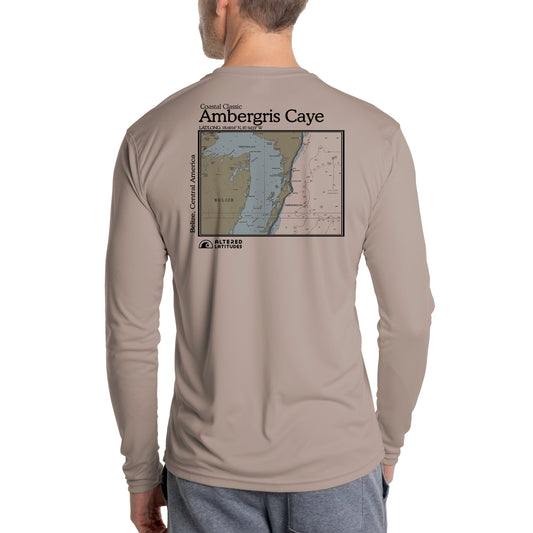Coastal Classics Saint Croix Nautical Chart Men's UPF 50+ Sun Protection  Long Sleeve T-Shirt X-Small Columbia Blue