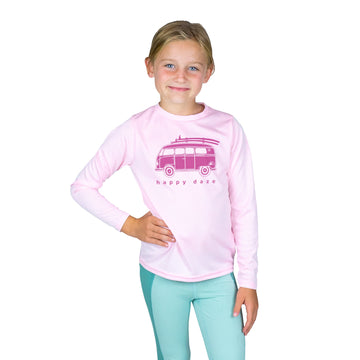 Youth Pink VW Bus UPF 50 Long Sleeve