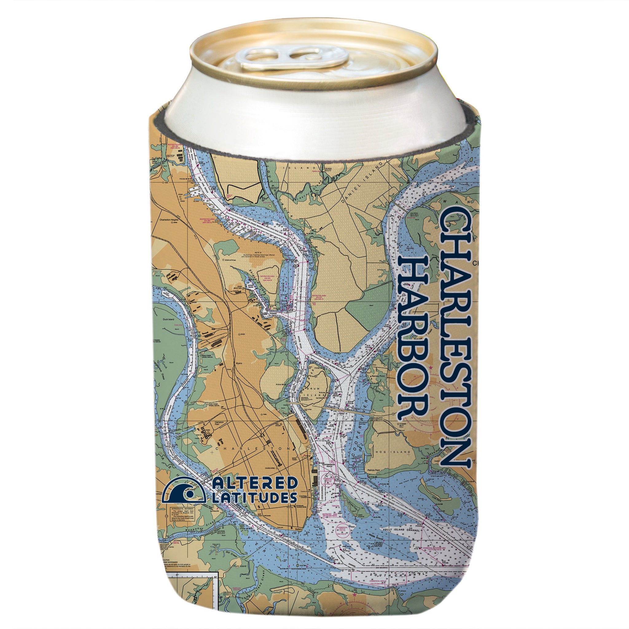 Charleston Harbor Chart Beverage Cooler (4-Pack)