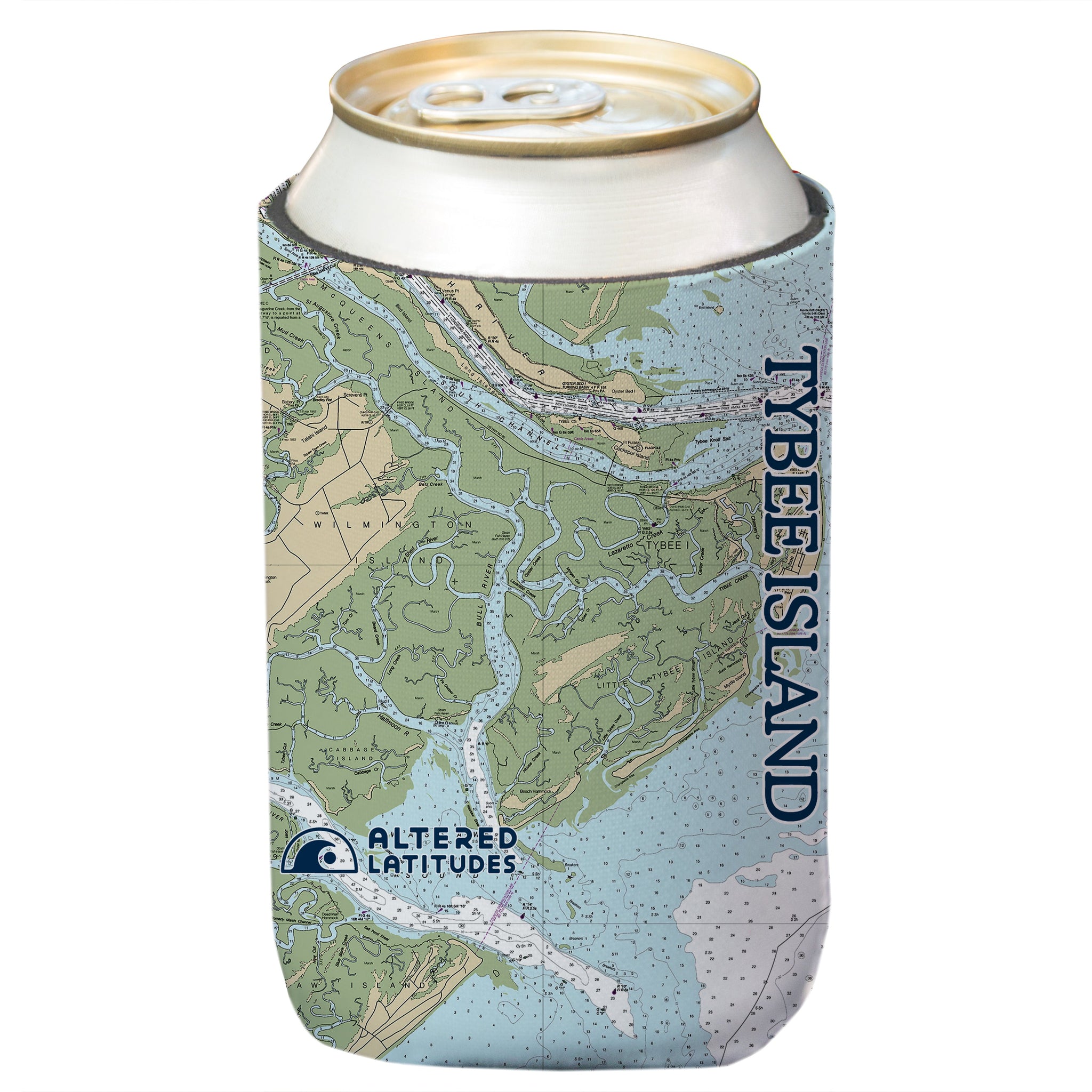 Tybee Island Chart Beverage Cooler (4-Pack)