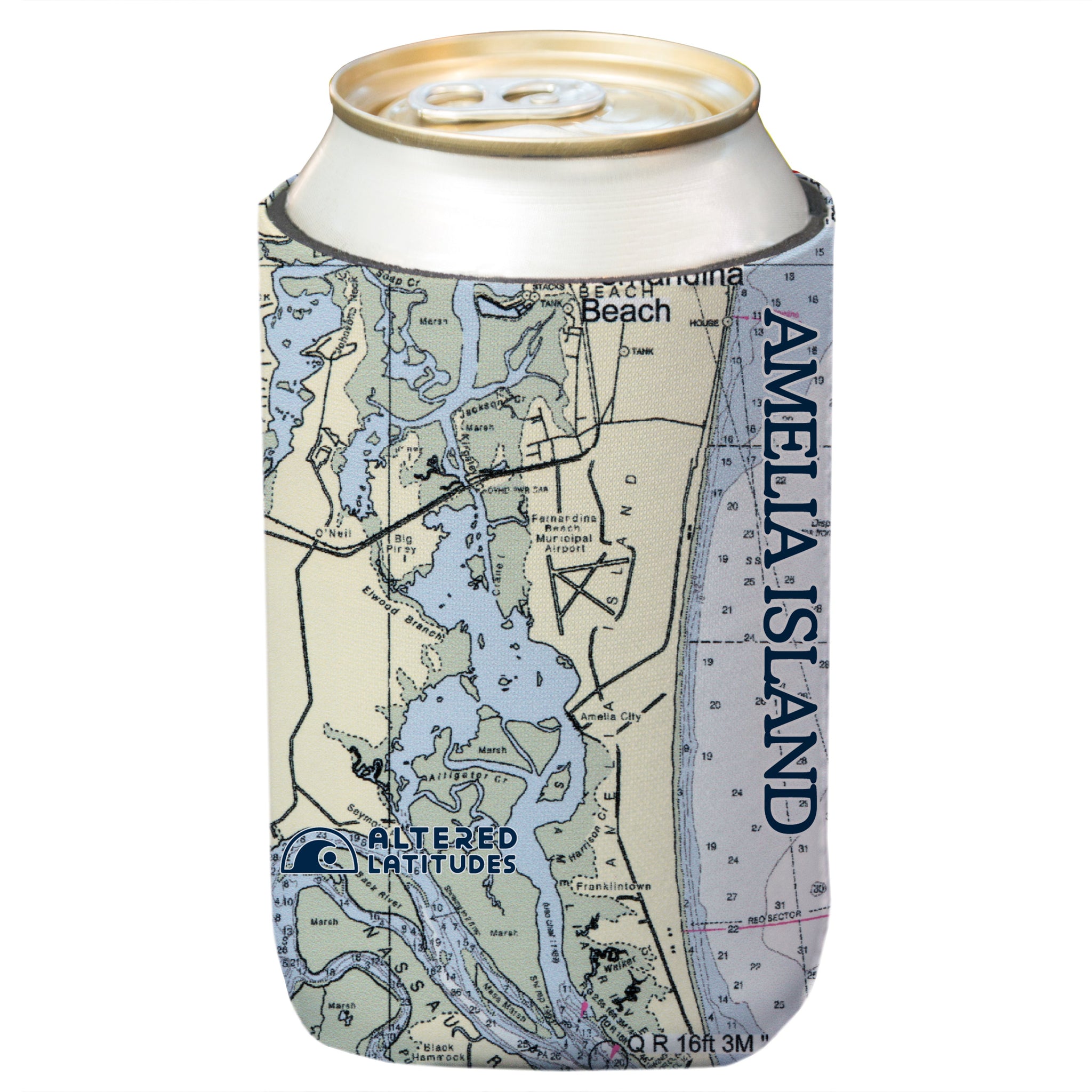 Amelia Island Chart Can Cooler (4-Pack)