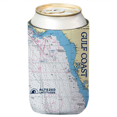 Altered Latitudes Gulf Coast Chart Standard Can Cooler (4-Pack)