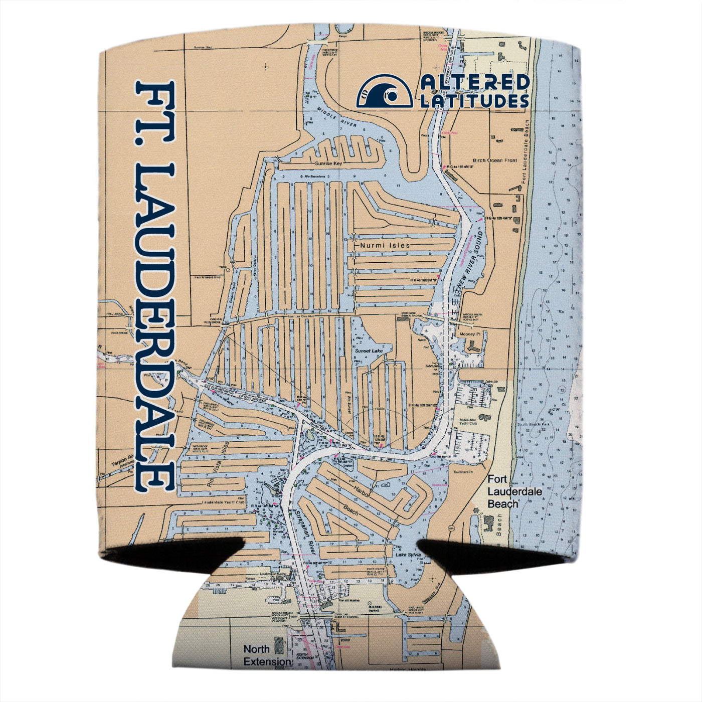 Altered Latitudes Ft Lauderdale, FL Chart Standard Can Cooler (4-Pack)