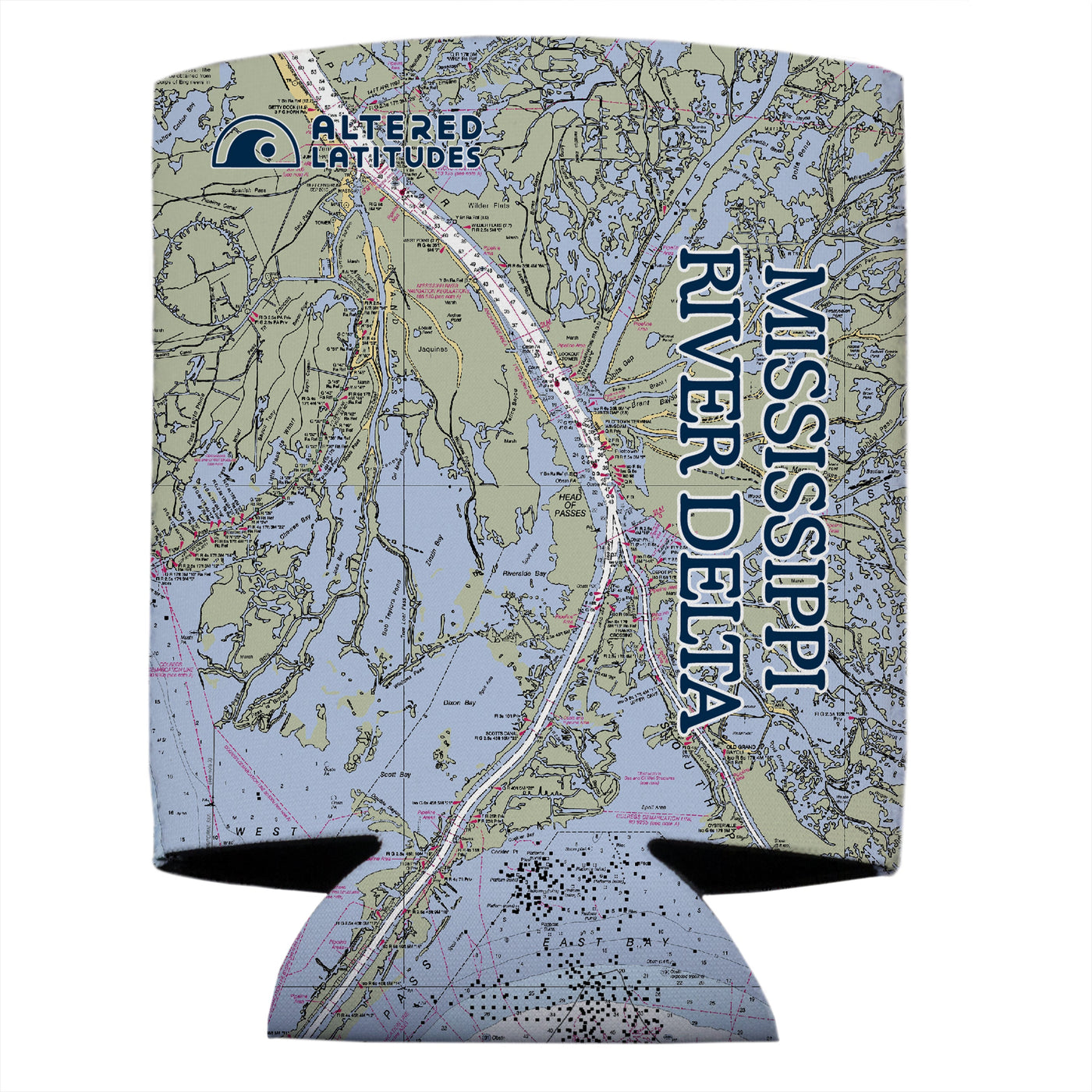 Altered Latitudes Mississippi River Delta Chart Standard Can Cooler (4-Pack)