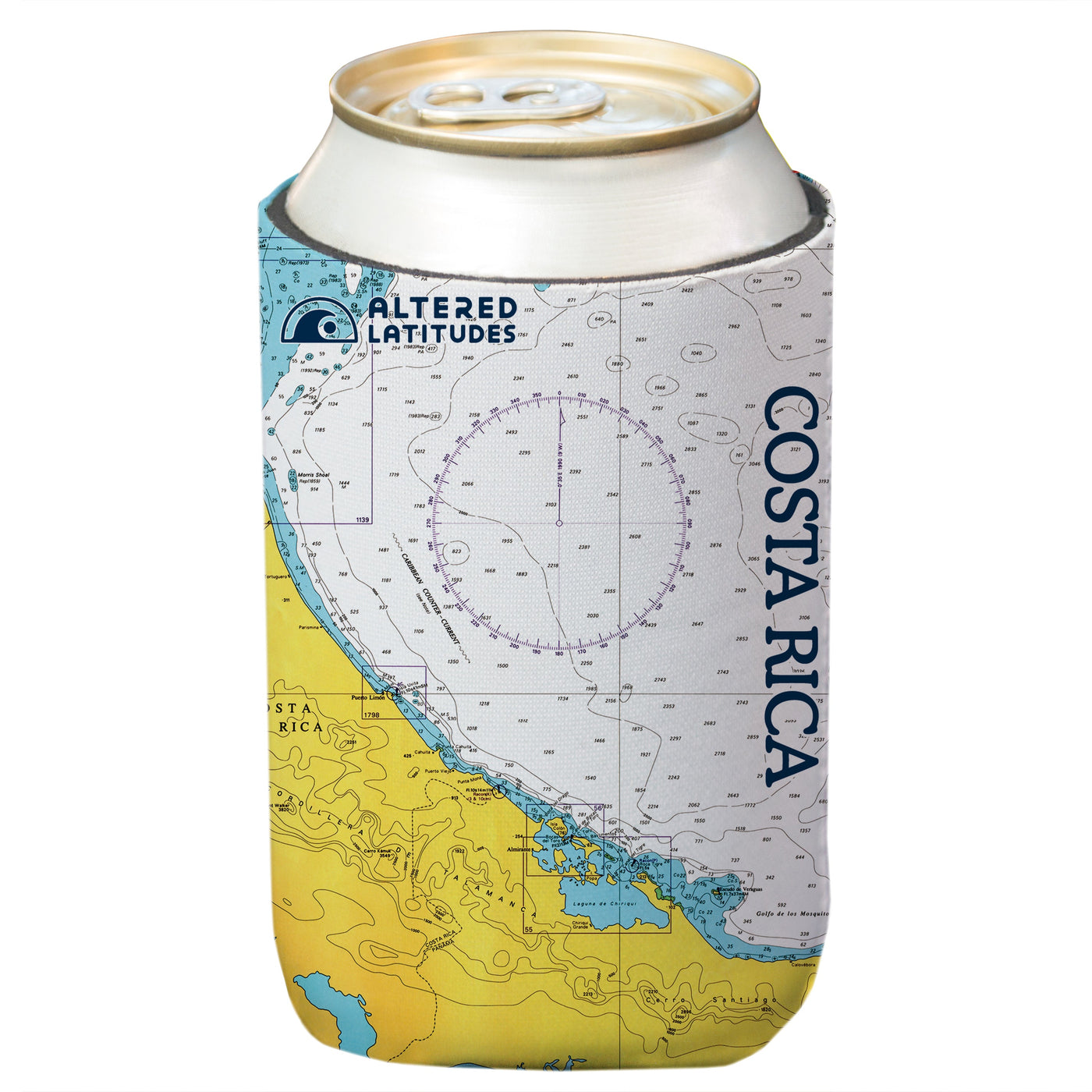 Altered Latitudes Costa Rica Chart Standard Can Cooler (4-Pack)