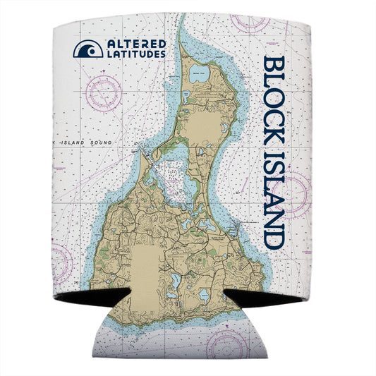 Block Island, RI Chart Can Cooler (4-Pack)