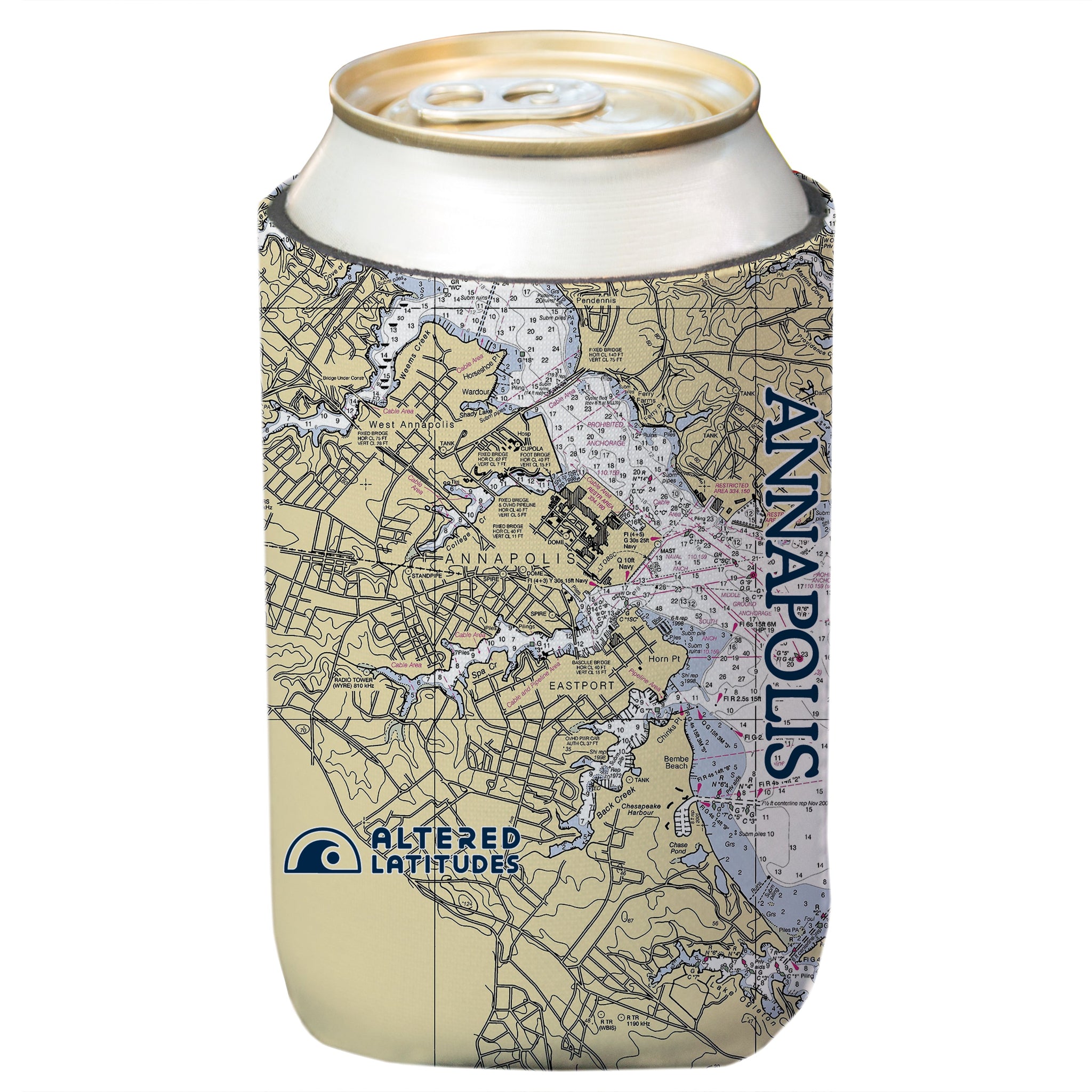 Annapolis Chart Can Cooler (4-Pack)
