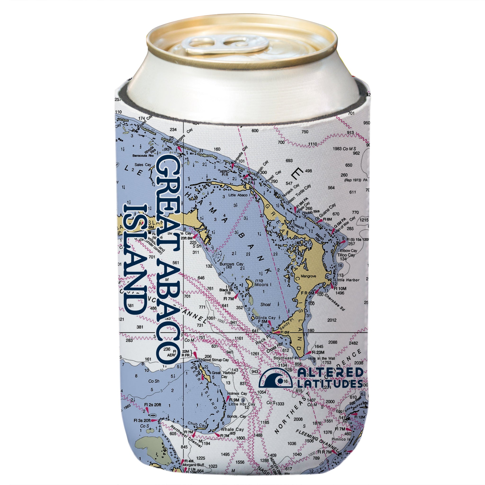 Great Abaco Island Chart Can Cooler (4-Pack)