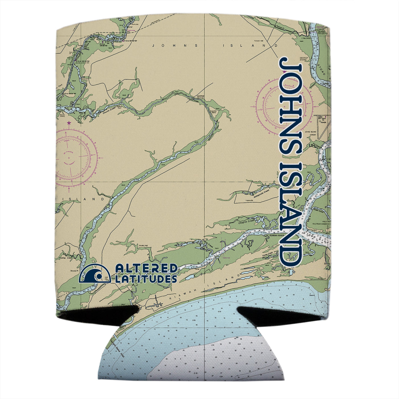 Altered Latitudes Johns Island Chart Standard Can Cooler (4-Pack)