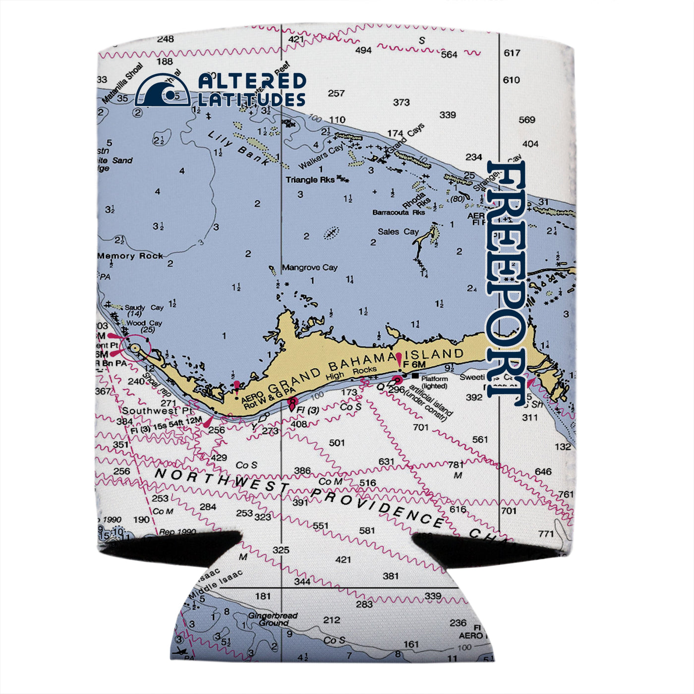 Altered Latitudes Freeport Chart Standard Can Cooler (4-Pack)