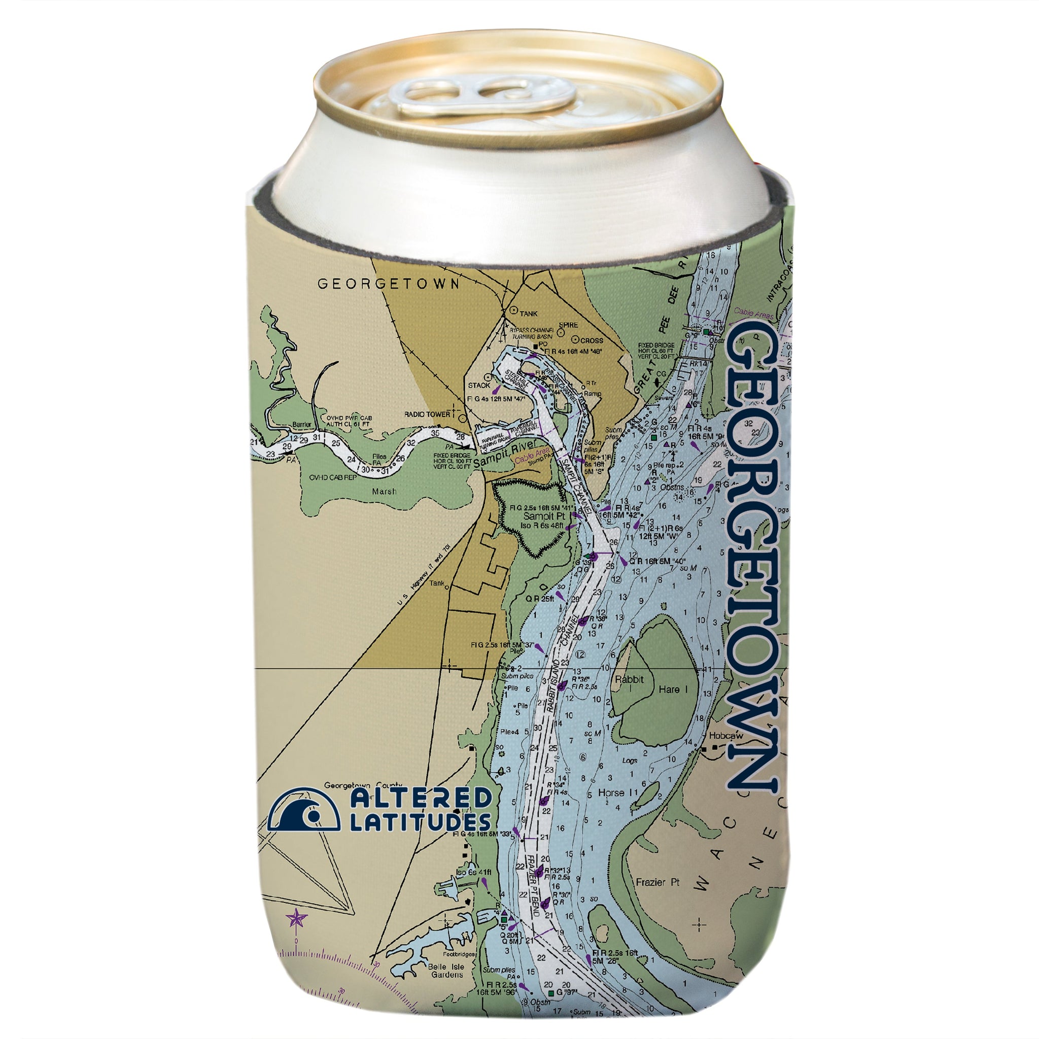 Georgetown Chart Can Cooler (4-Pack)