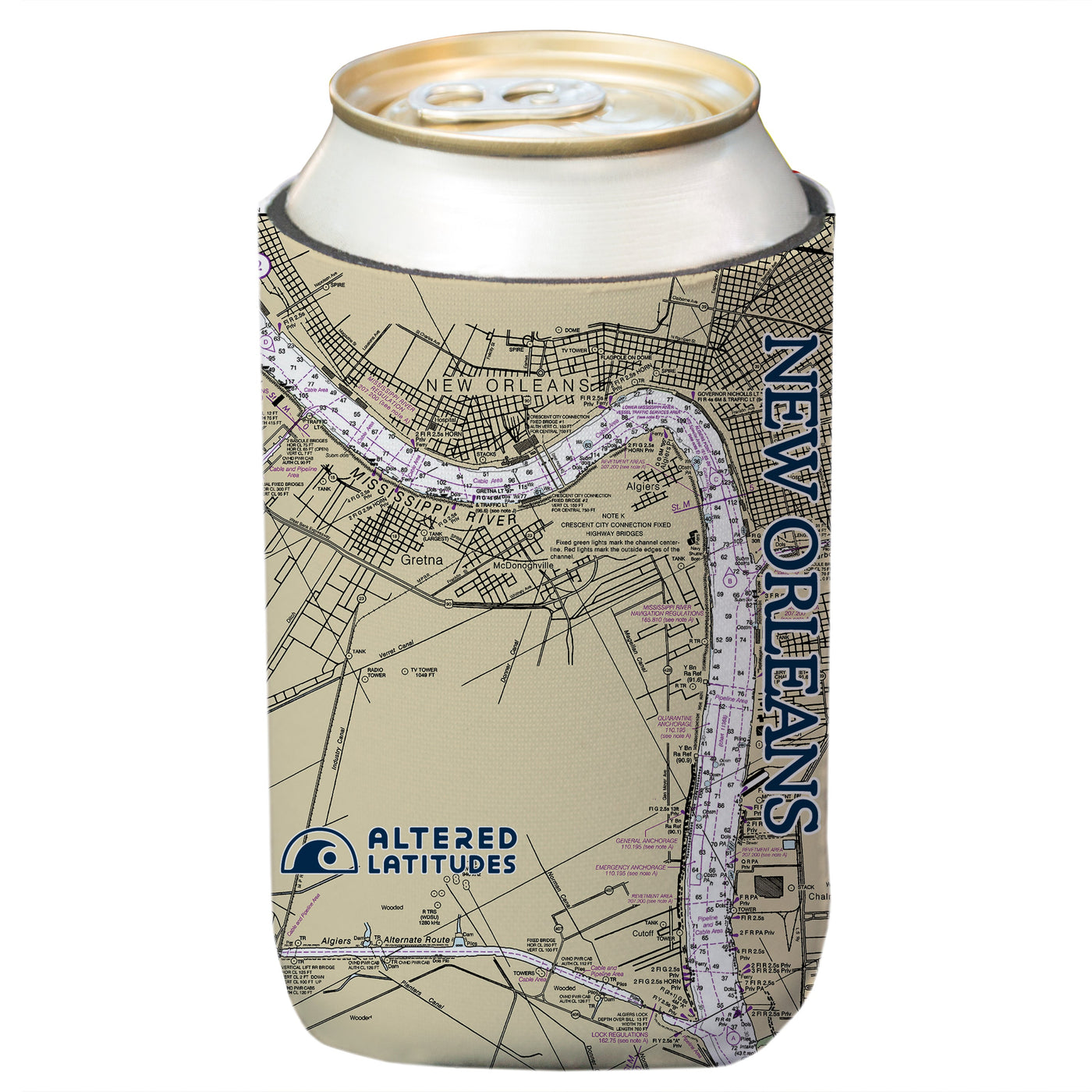 Altered Latitudes New Orleans Chart Standard Can Cooler (4-Pack)
