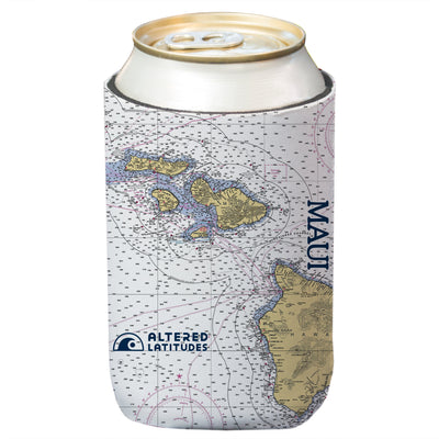 Altered Latitudes Maui, Hawaii Chart Standard Can Cooler (4-Pack)