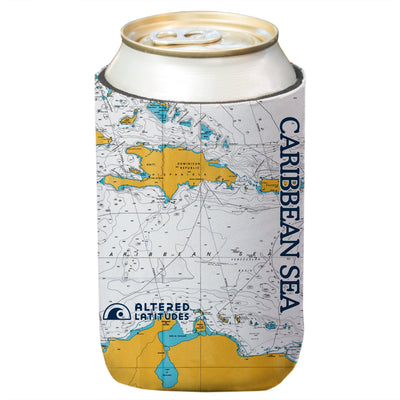 Altered Latitudes Caribbean Sea Chart Standard Can Cooler (4-Pack)