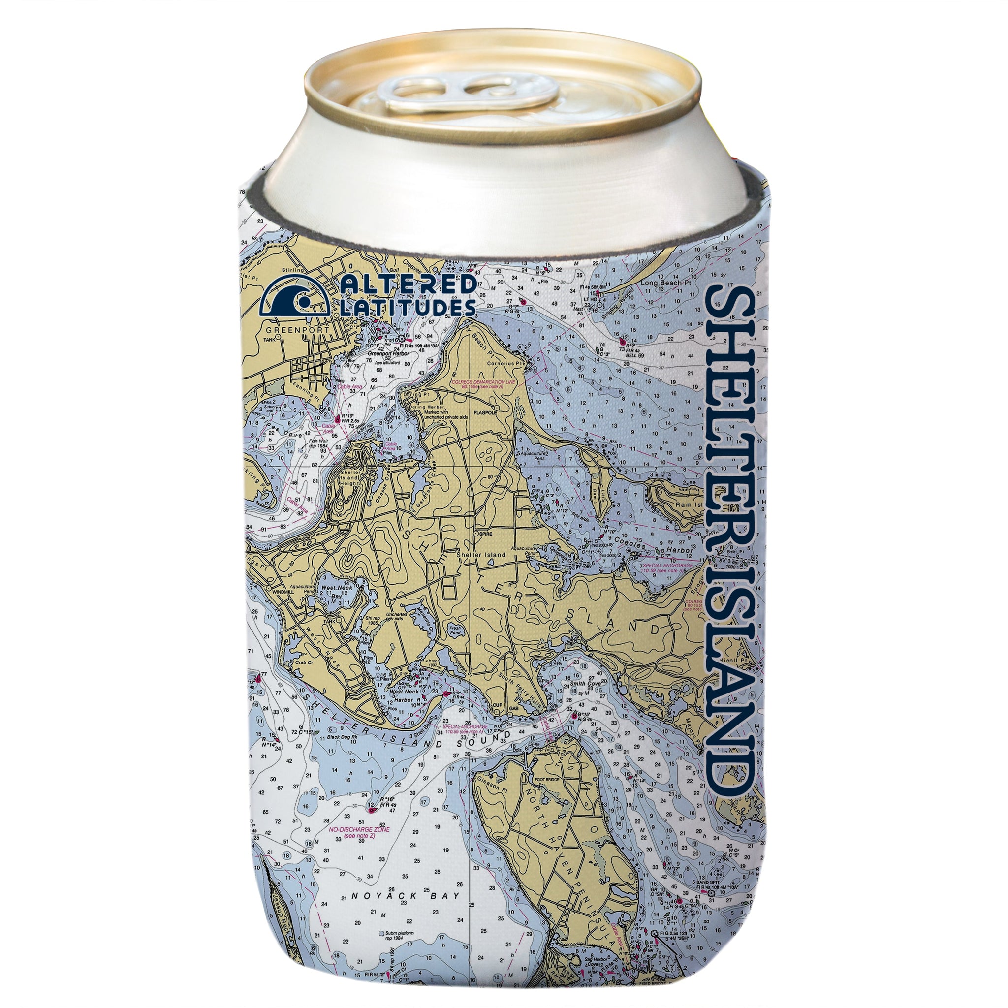 Shelter Island Chart Can Cooler (4-Pack)