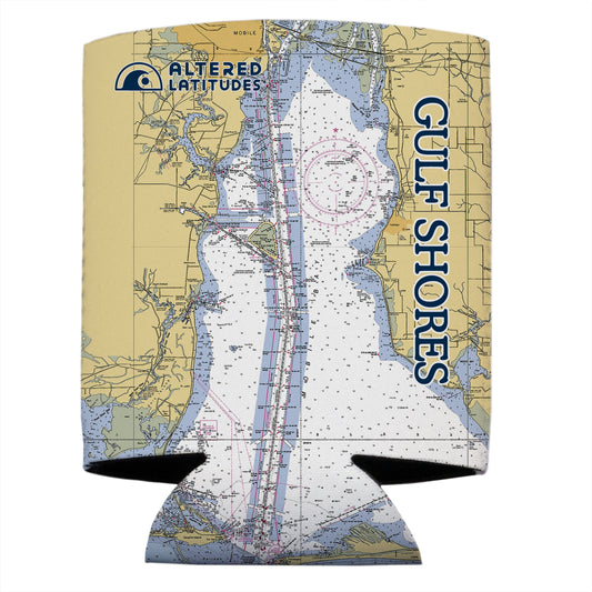 Gulf Shores Chart Can Cooler (4-Pack)