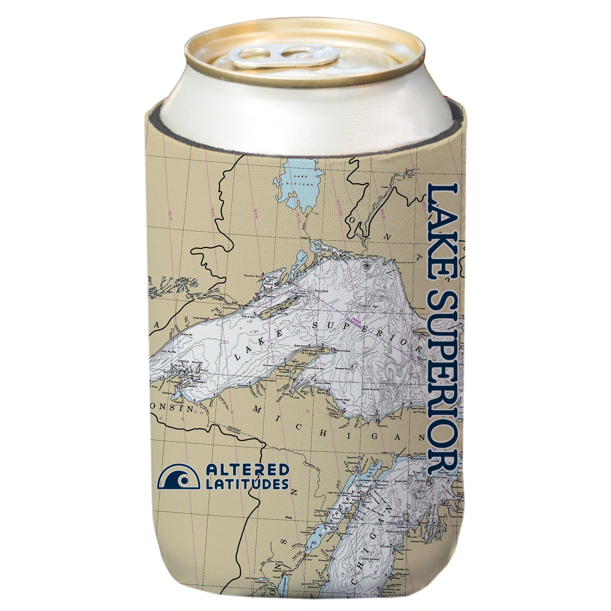 Lake Superior Chart Can Cooler (4-Pack)