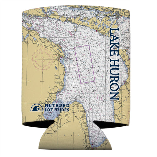 Lake Huron Chart Can Cooler (4-Pack)