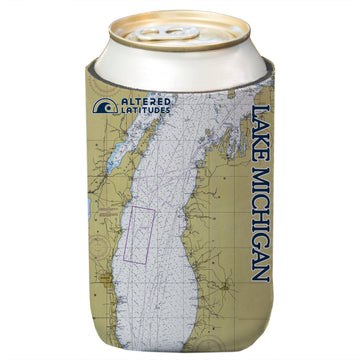 Lake Michigan Chart Can Cooler (4-Pack)