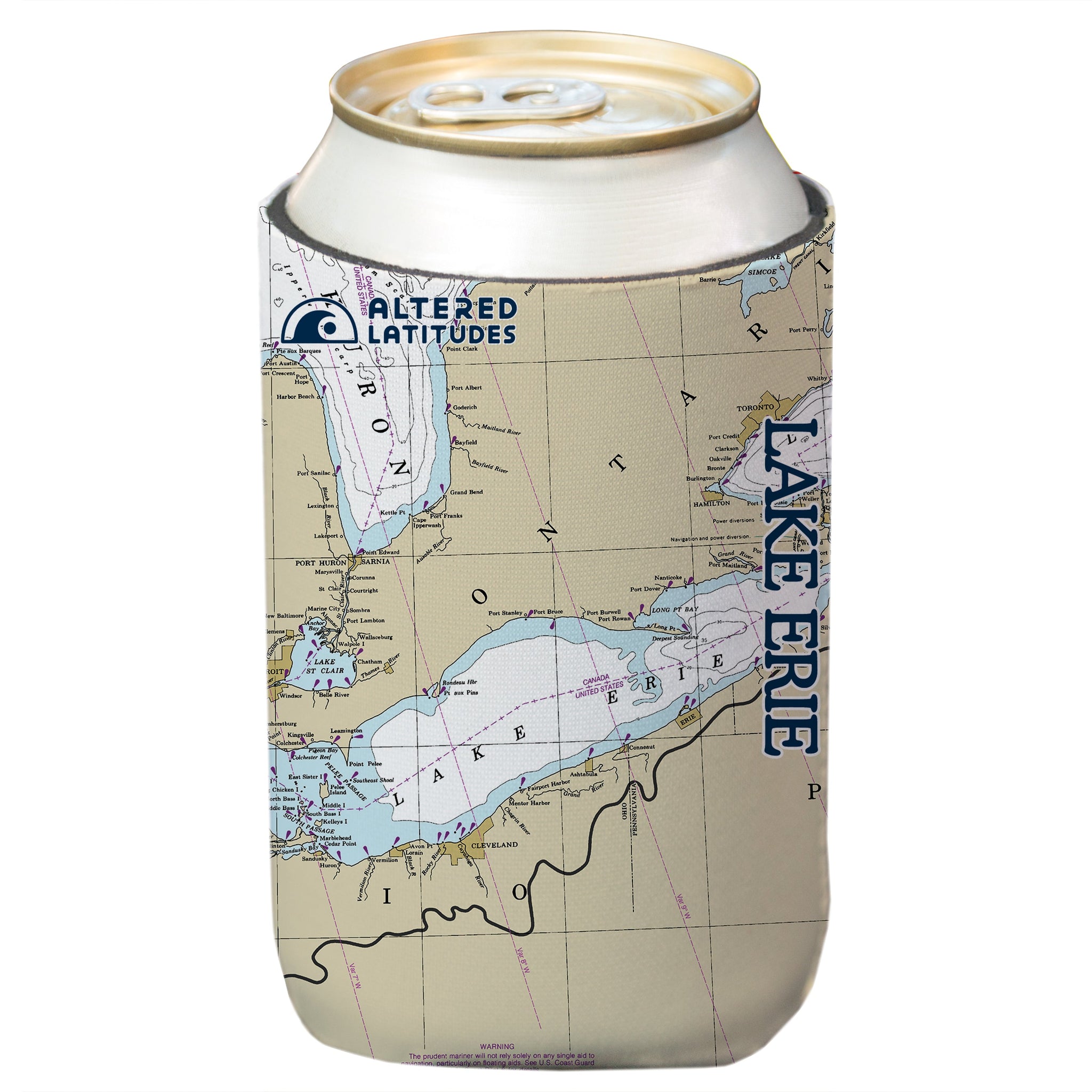 Lake Erie Chart Can Cooler (4-Pack)