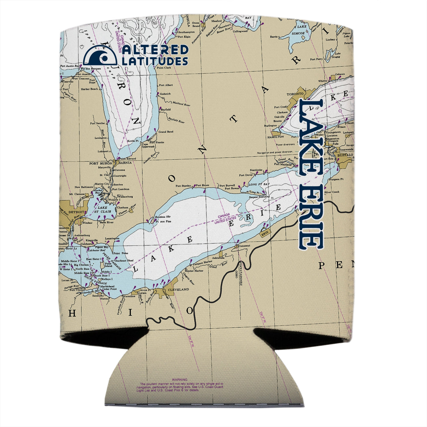 Altered Latitudes Lake Erie Chart Standard Can Cooler (4-Pack)