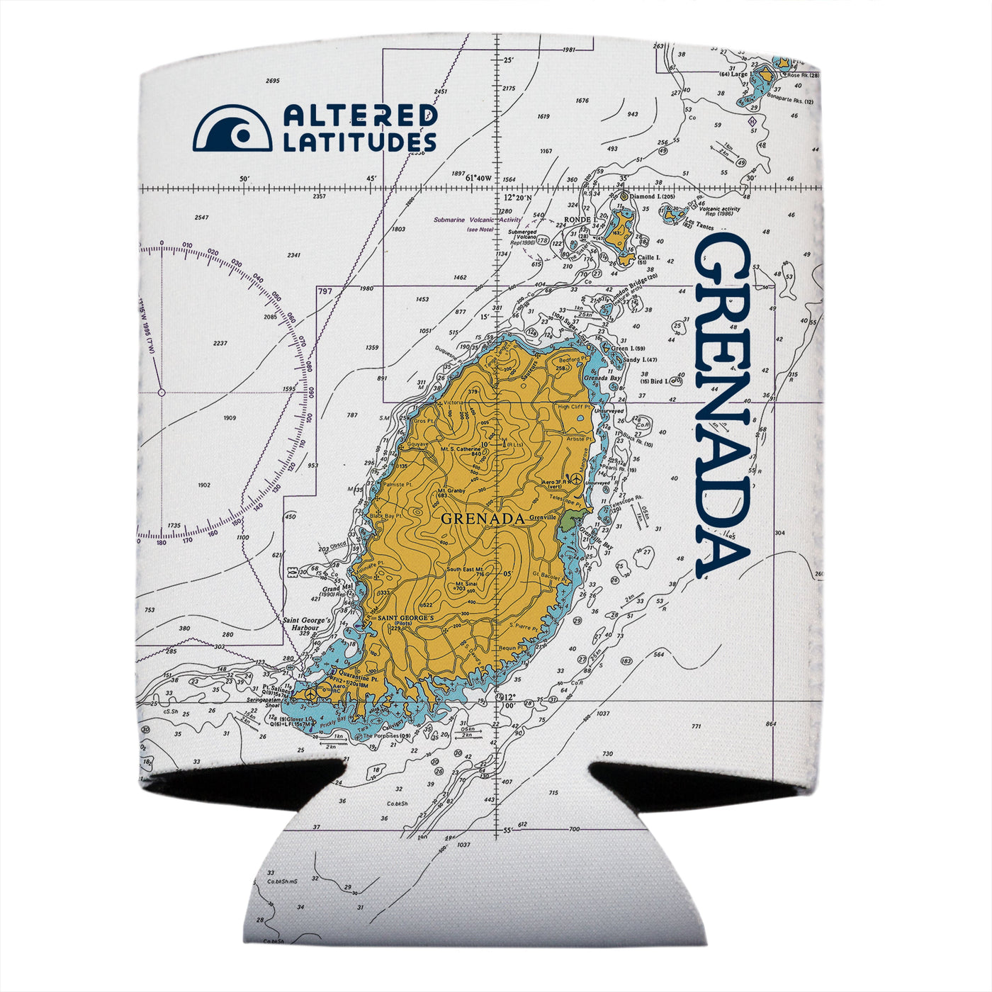 Altered Latitudes Grenada Chart Standard Can Cooler (4-Pack)