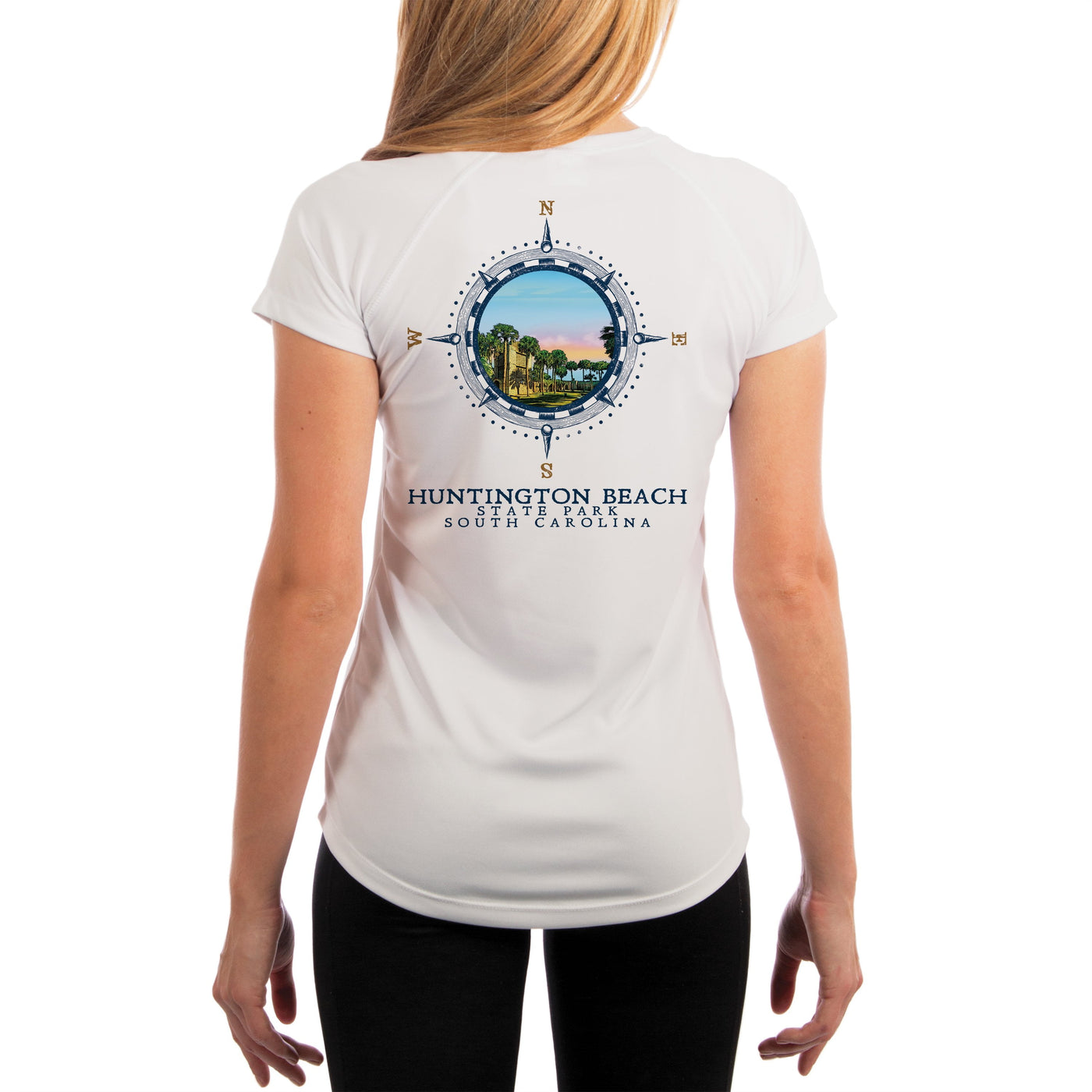 Compass Vintage Huntington Beach  Women's UPF 50+ Classic Fit Short Sleeve T-shirt