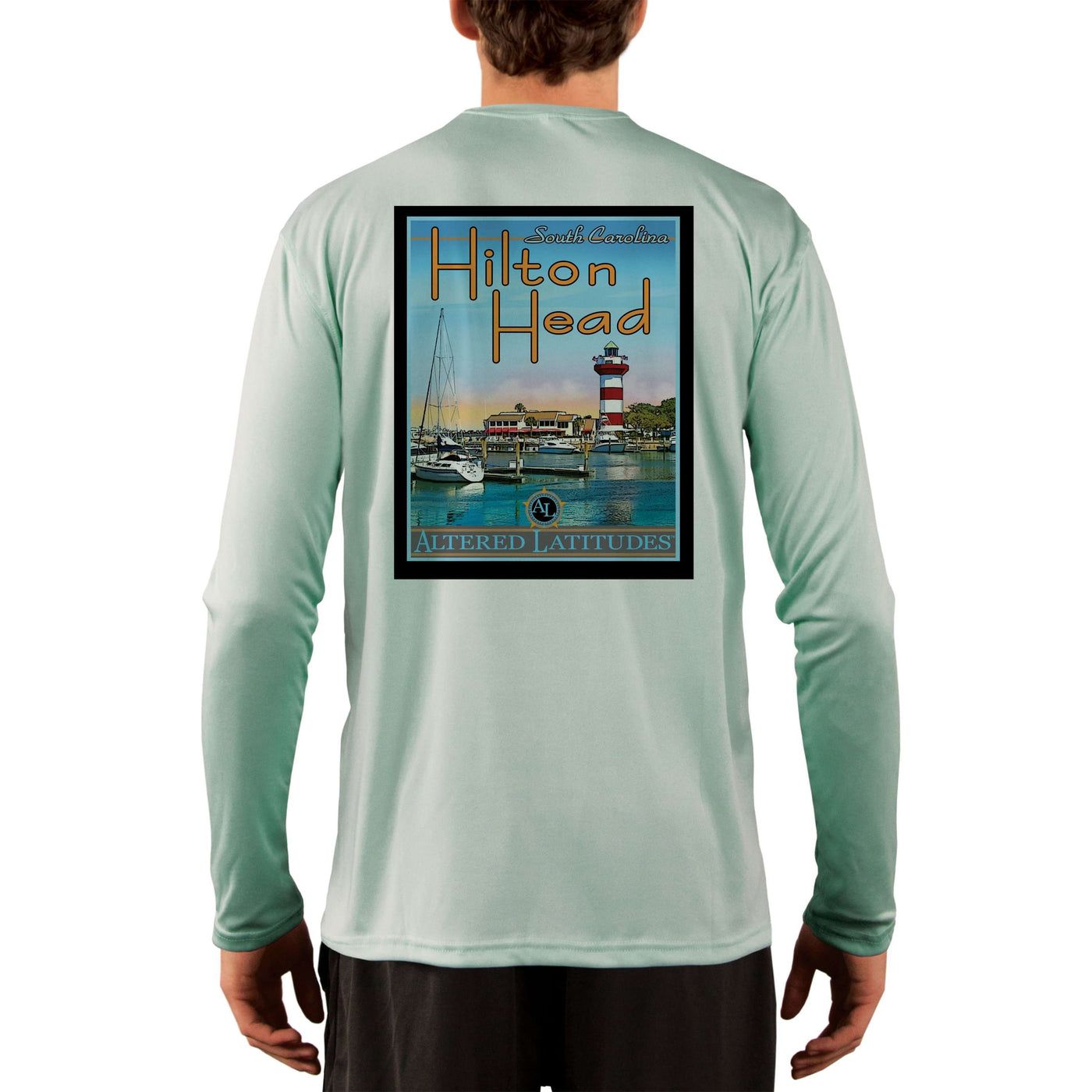 Vintage Destination Hilton Head Men's UPF 50+ UV Sun Protection Long Sleeve T-Shirt