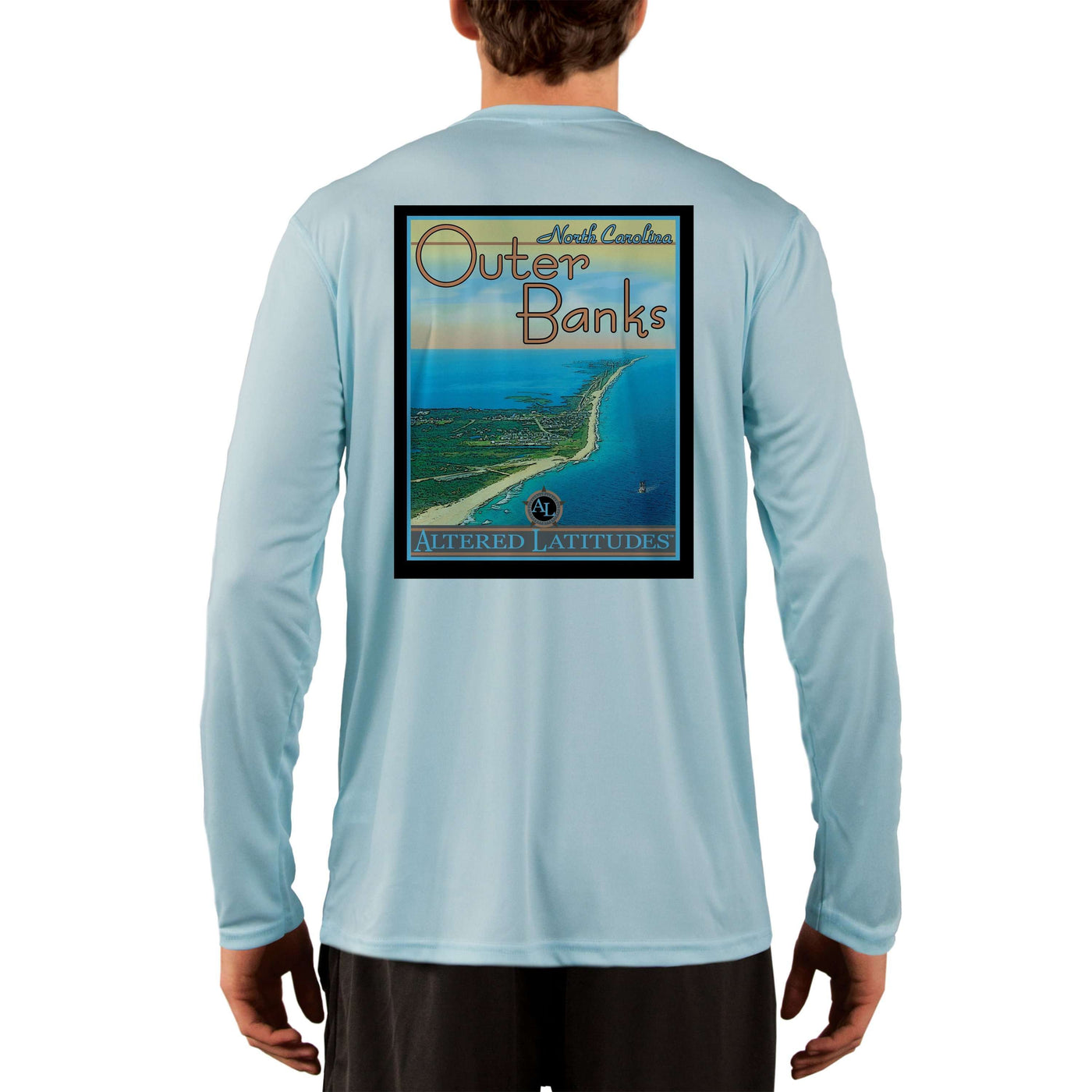 Vintage Destination Outer Banks Men's UPF 50+ UV Sun Protection Long Sleeve T-Shirt