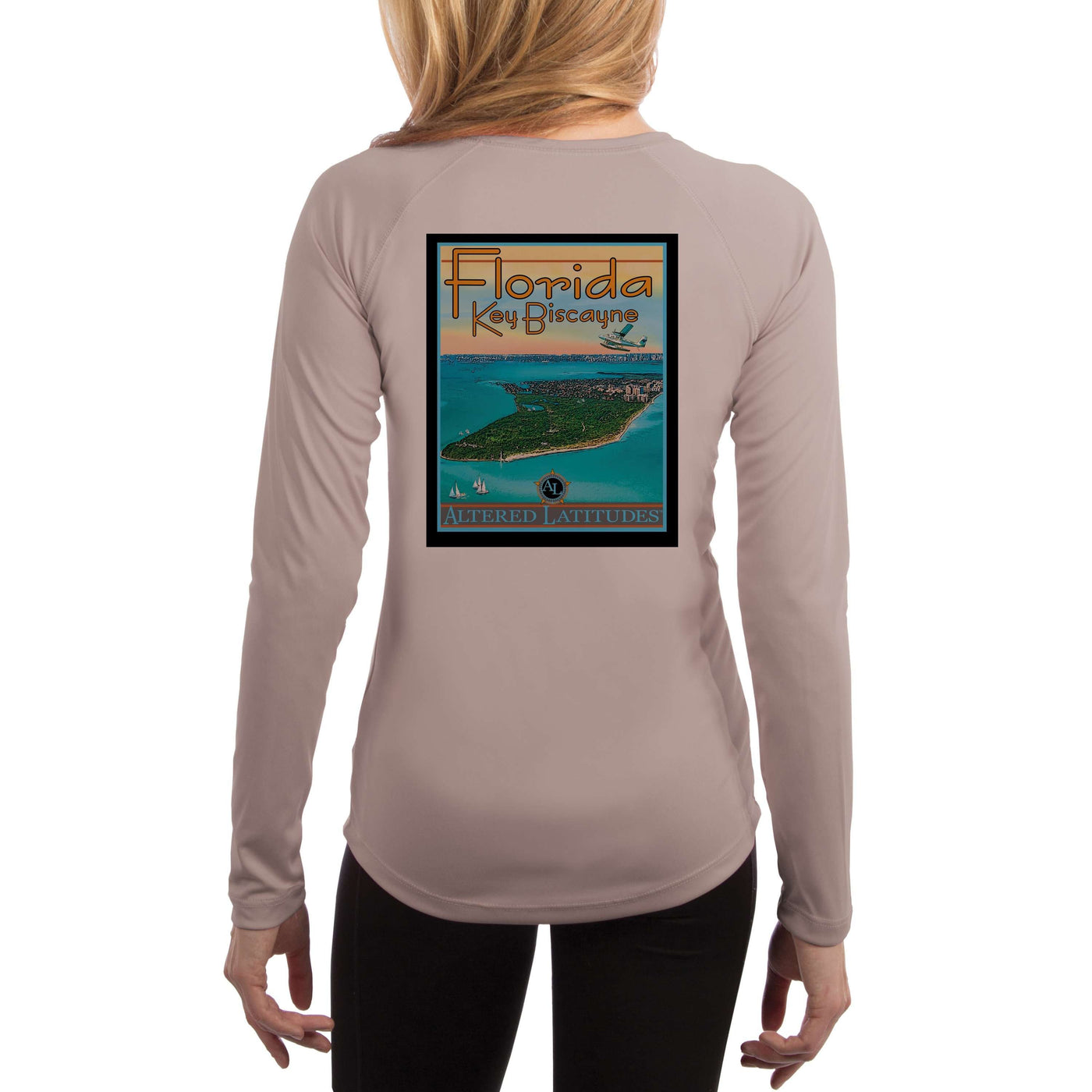 Vintage Destination Key Biscayne Women's UPF 50+ UV Sun Protection Long Sleeve T-shirt