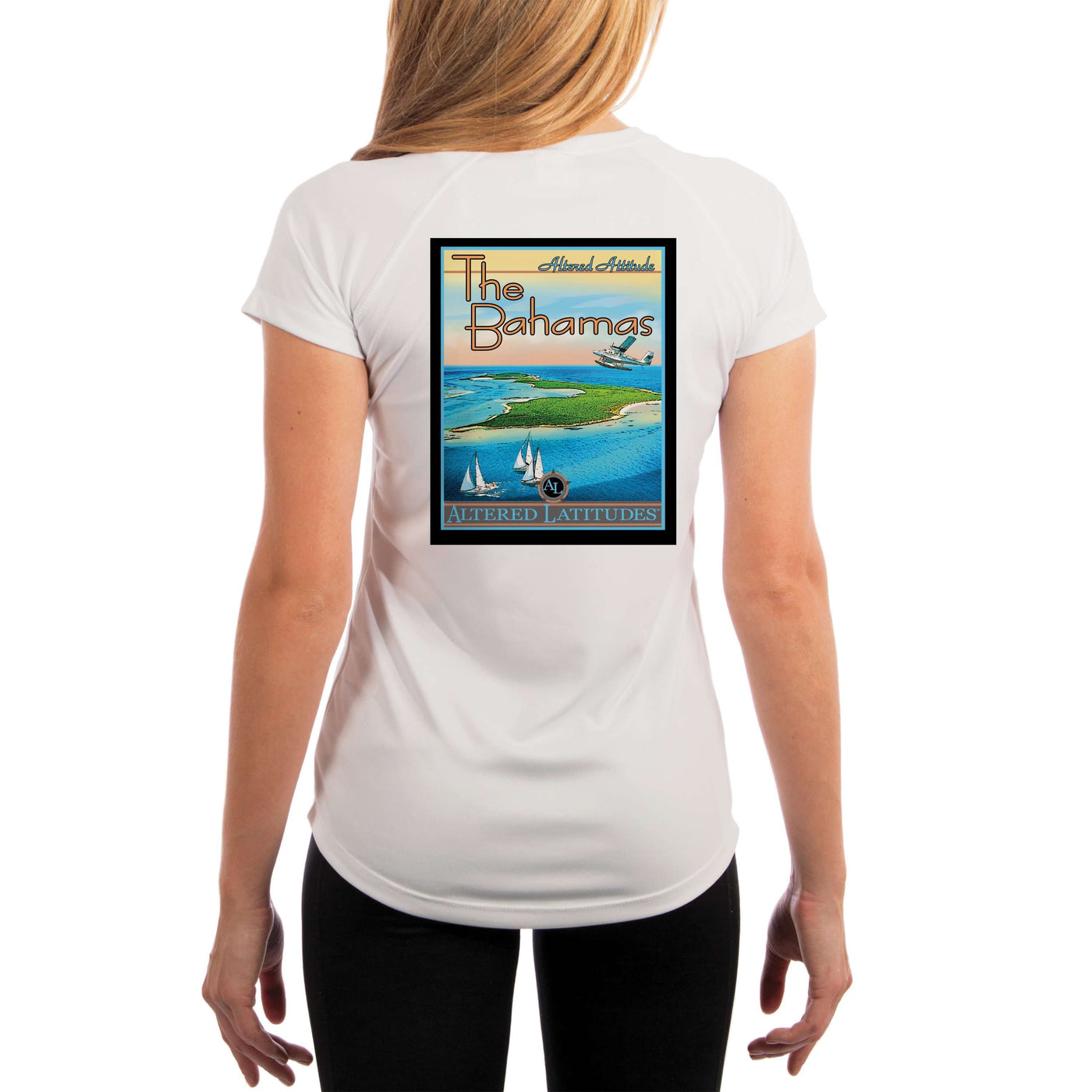 Vintage Destination The Bahamas Women's UPF 5+ UV Sun Protection Short Sleeve T-shirt - Altered Latitudes
