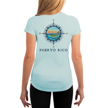 Compass Vintage Puerto Rico Women's UPF 50 Short Sleeve