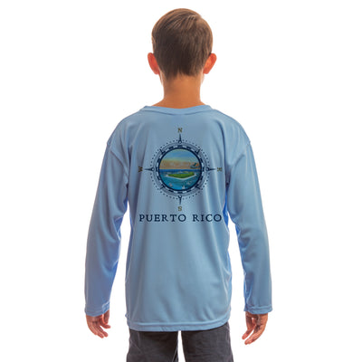Compass Vintage Puerto Rico Youth UPF 50+ UV/Sun Protection Long Sleeve T-Shirt