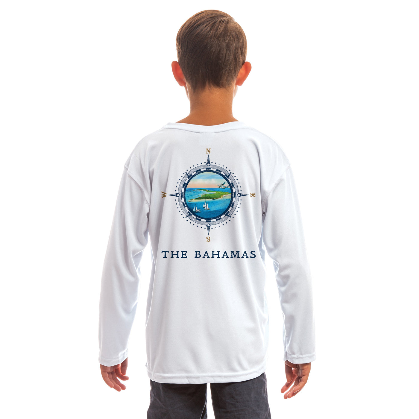 Compass Vintage Bahamas Youth UPF 50+ UV/Sun Protection Long Sleeve T-Shirt