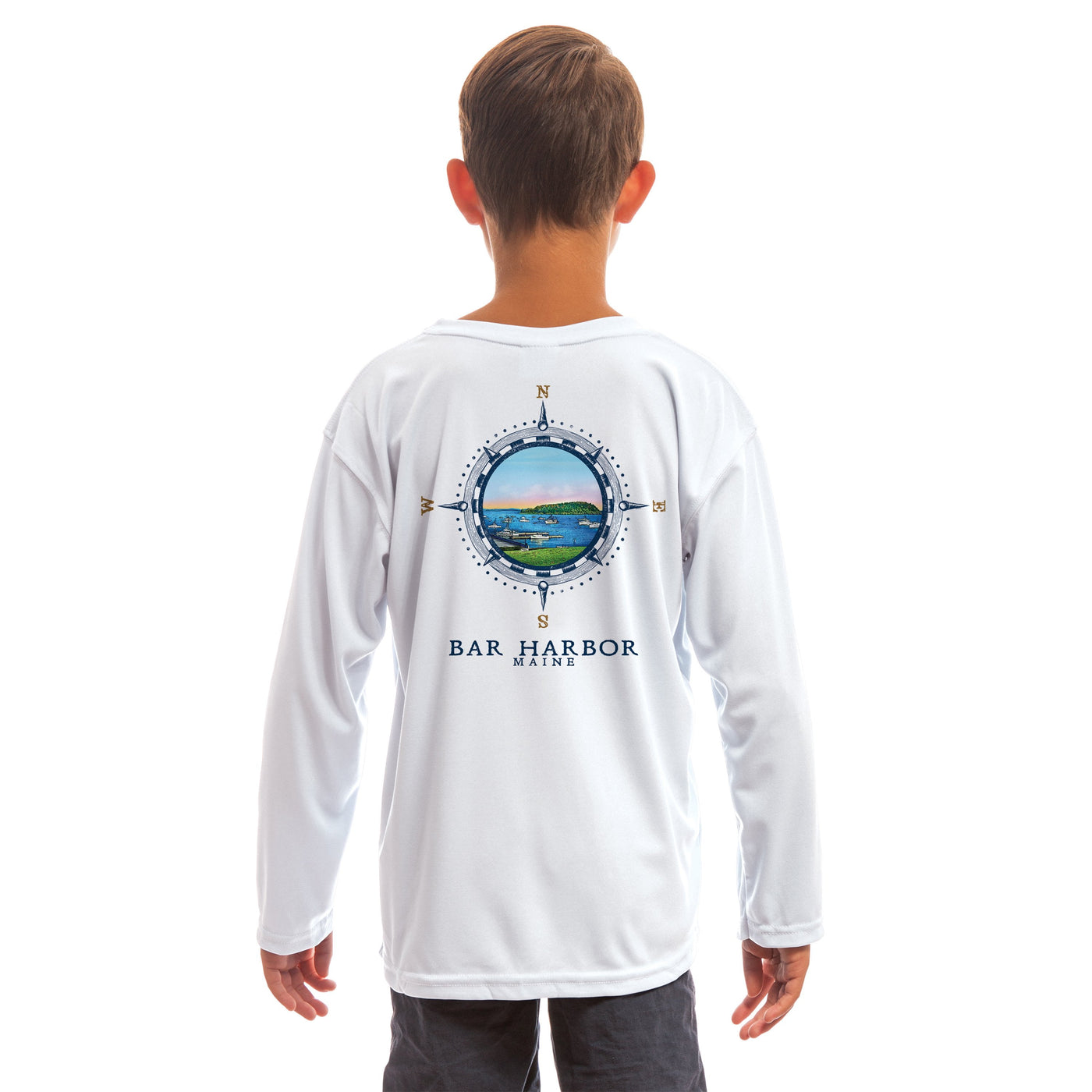Compass Vintage Bar Harbor Youth UPF 50+ UV/Sun Protection Long Sleeve T-Shirt