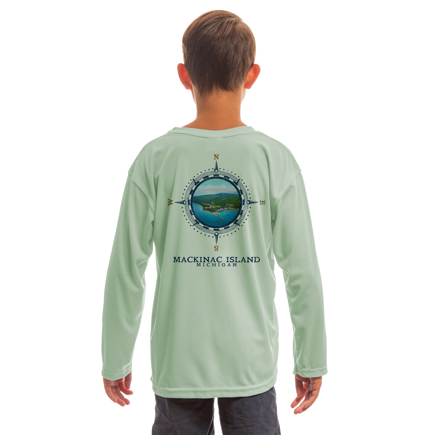 Compass Vintage Mackinac Island Youth UPF 50+ UV/Sun Protection Long Sleeve T-Shirt