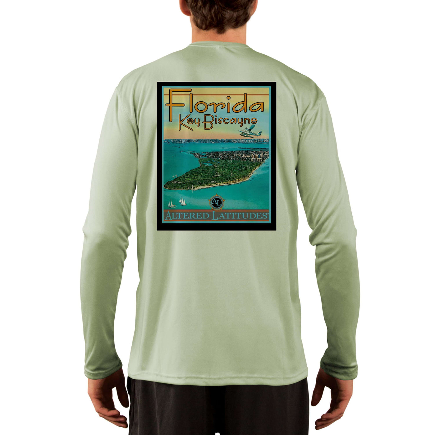 Vintage Destination Key Biscayne Men's UPF 50+ UV Sun Protection Long Sleeve T-Shirt