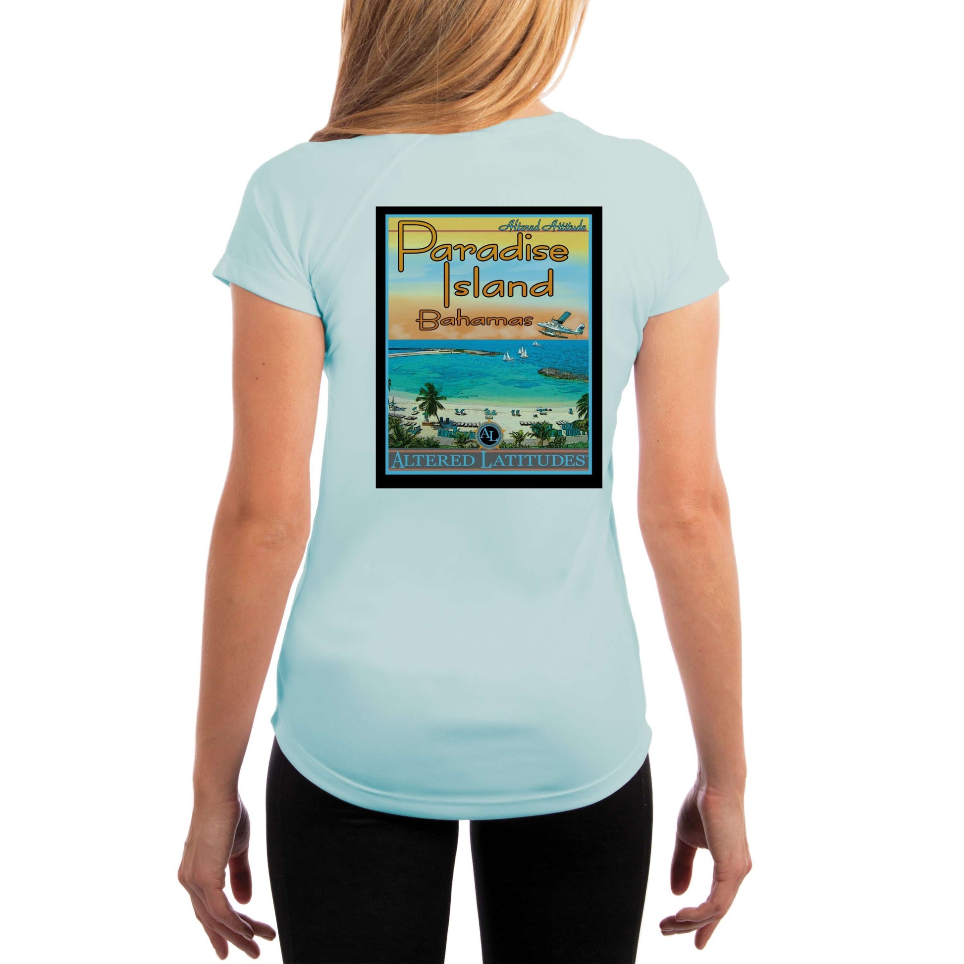 Vintage Destination Paradise Island Women's UPF 5+ UV Sun Protection Short Sleeve T-shirt - Altered Latitudes