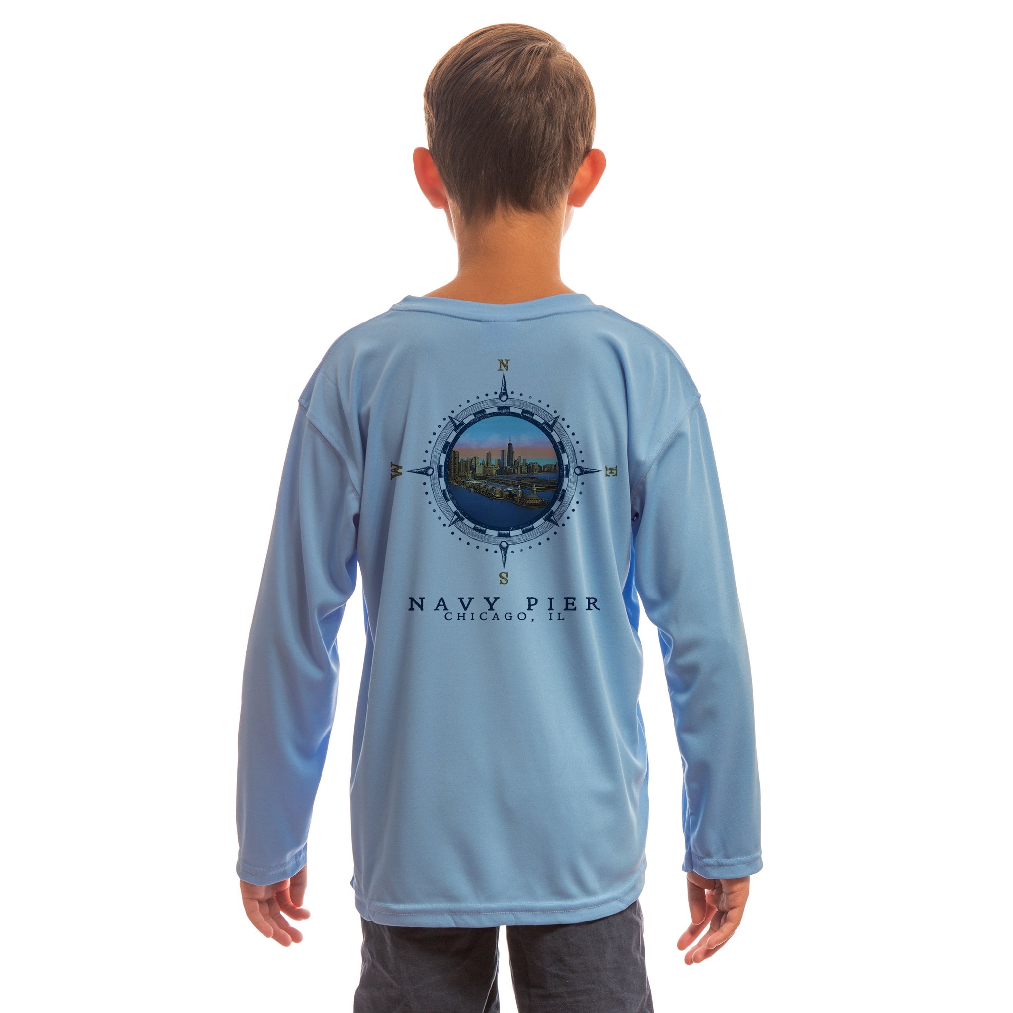 Compass Vintage Navy Pier Youth UPF 50 Long Sleeve