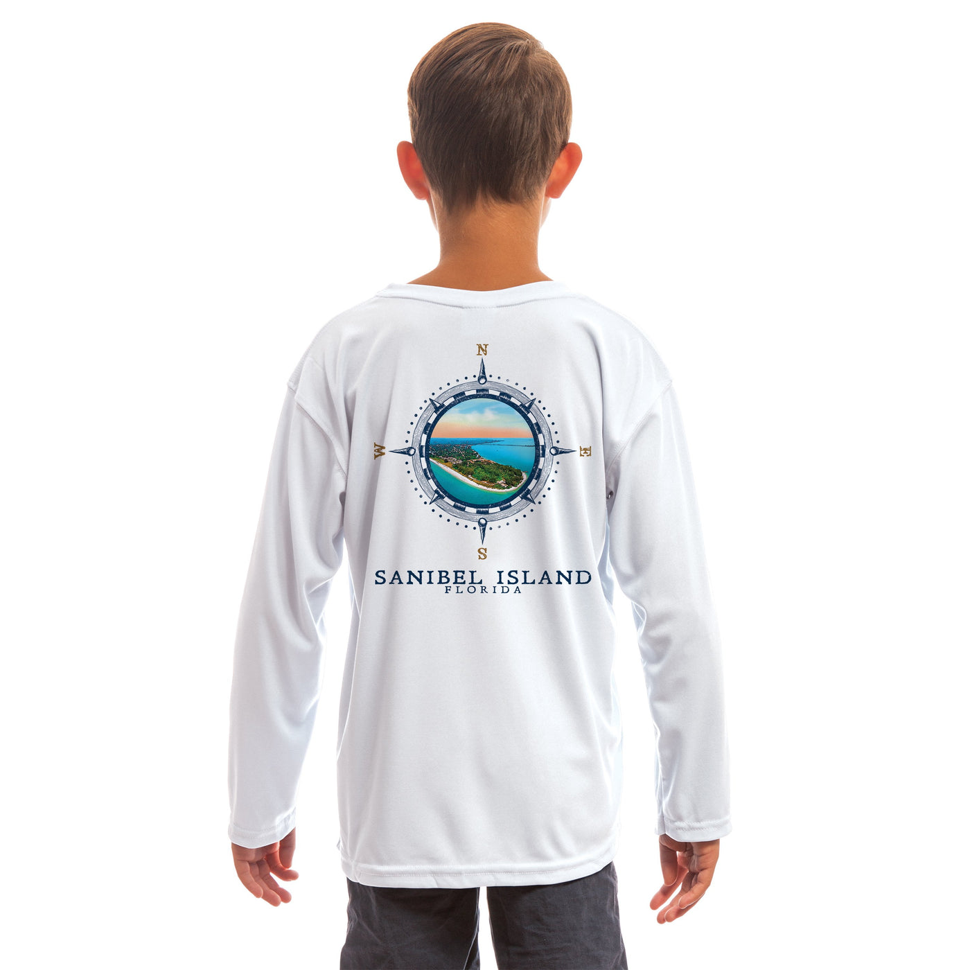 Compass Vintage Sanibel Island Youth UPF 50+ UV/Sun Protection Long Sleeve T-Shirt