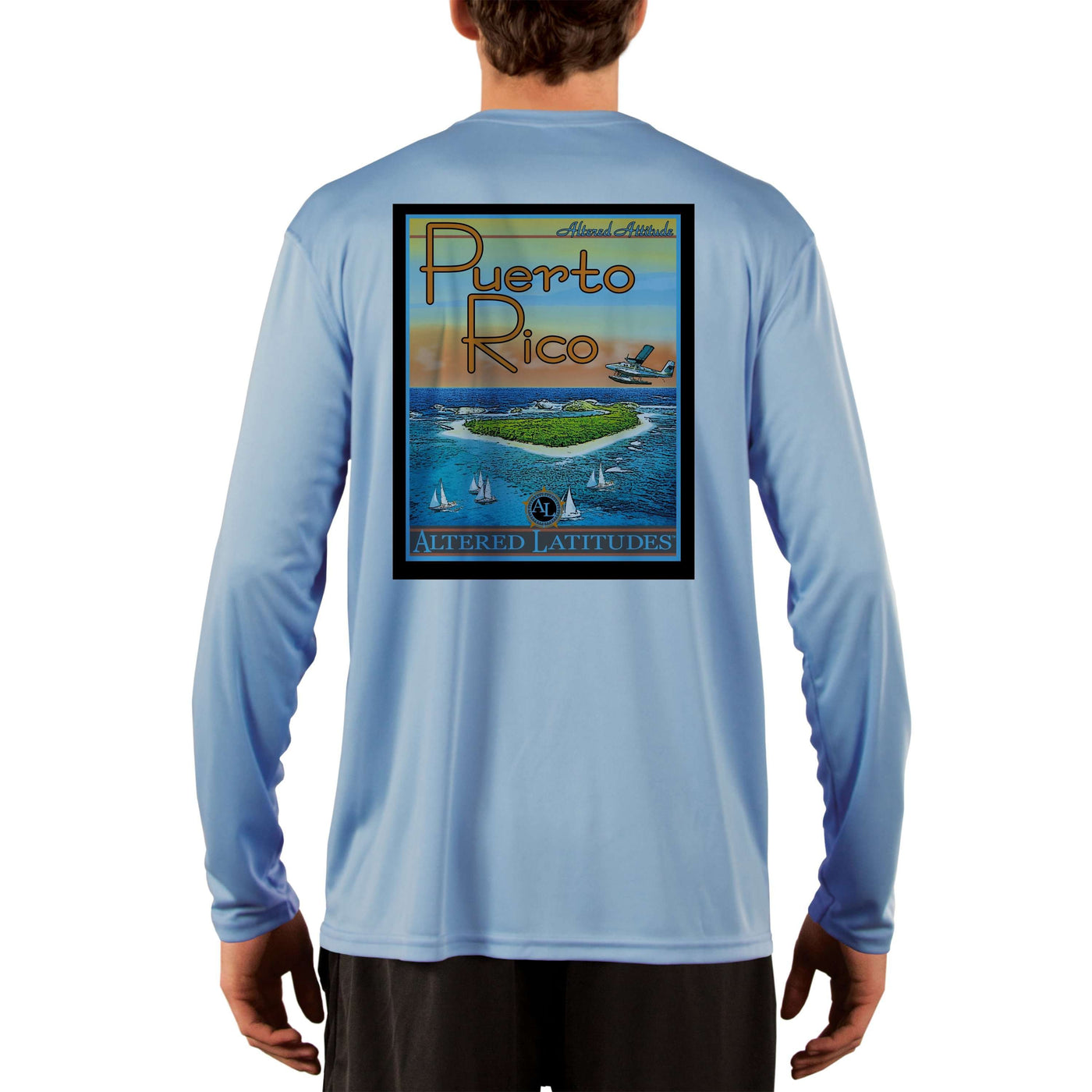 Vintage Destination Puerto Rico Men's UPF 5+ UV Sun Protection Long Sleeve T-Shirt - Altered Latitudes