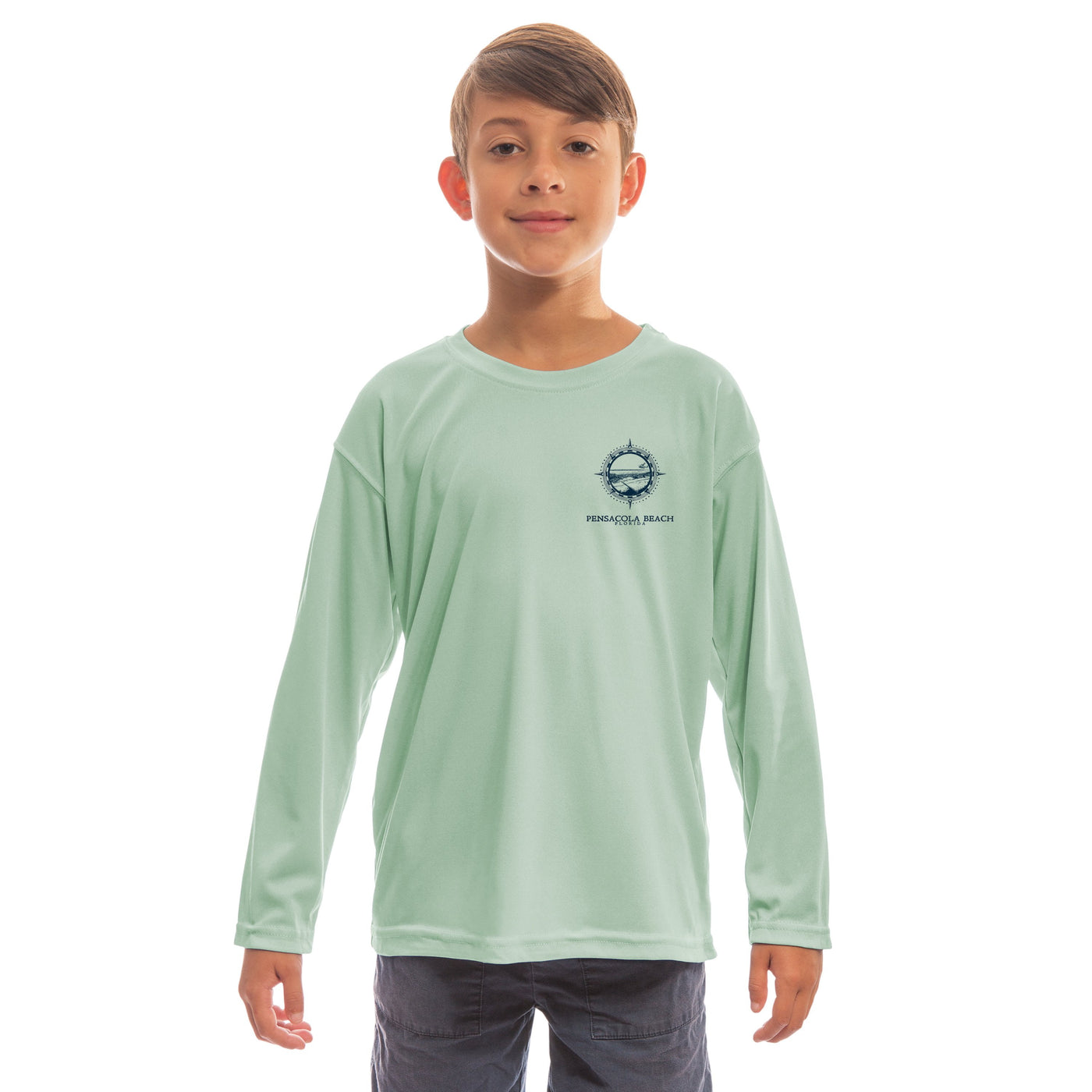 Compass Vintage Pensacola Beach Youth UPF 50+ UV/Sun Protection Long Sleeve T-Shirt