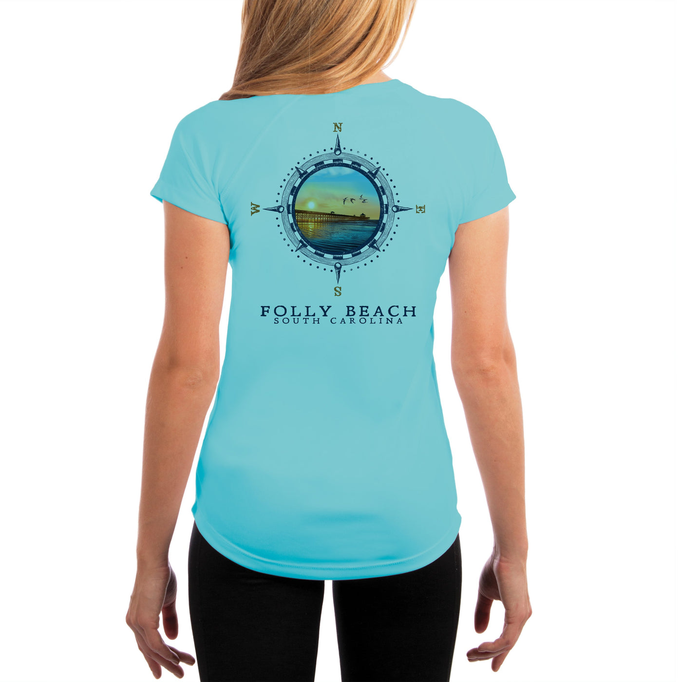 Compass Vintage Folly Beach Women's UPF 50+ Classic Fit Short Sleeve T-shirt