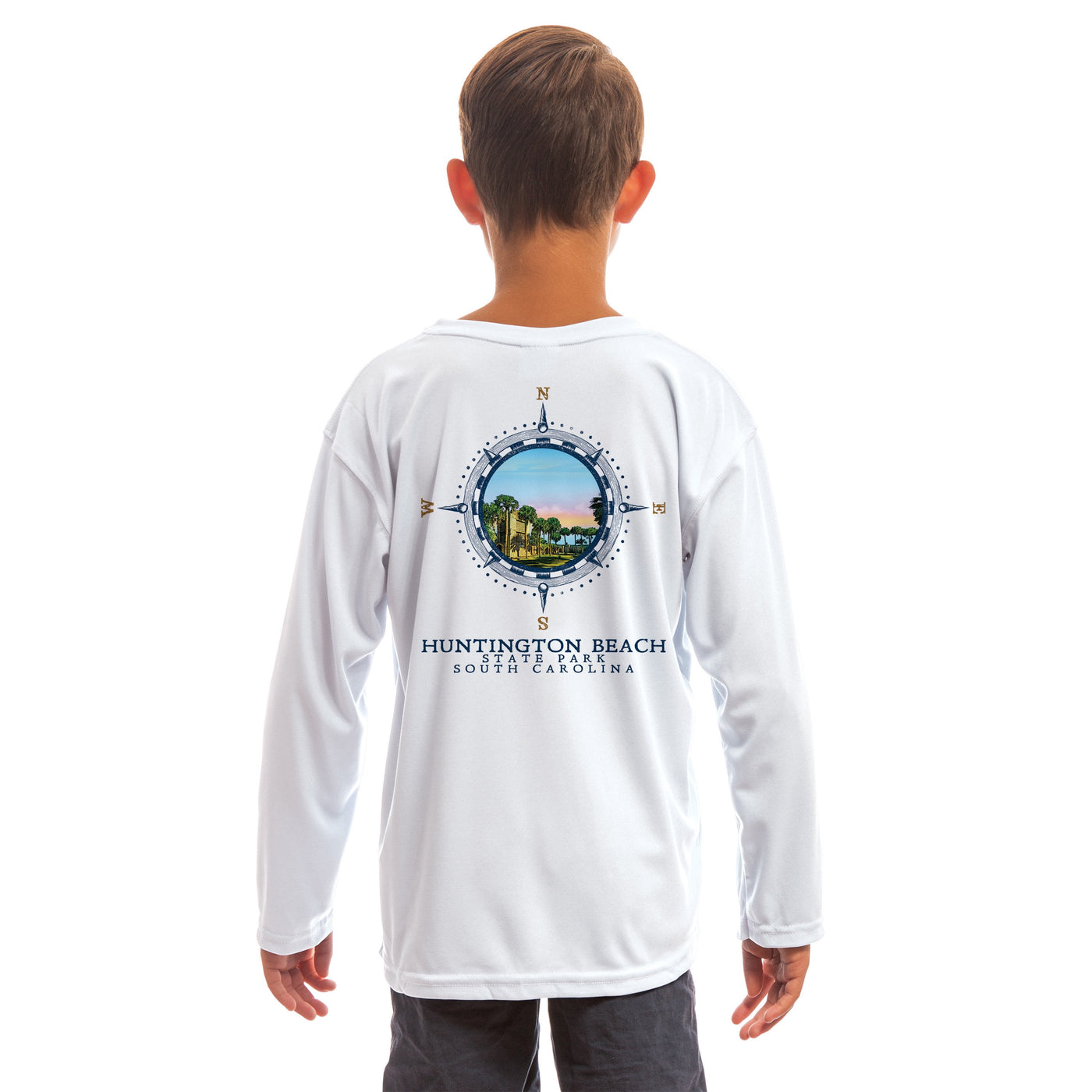 Compass Vintage Huntington Beach  Youth UPF 50+ UV/Sun Protection Long Sleeve T-Shirt