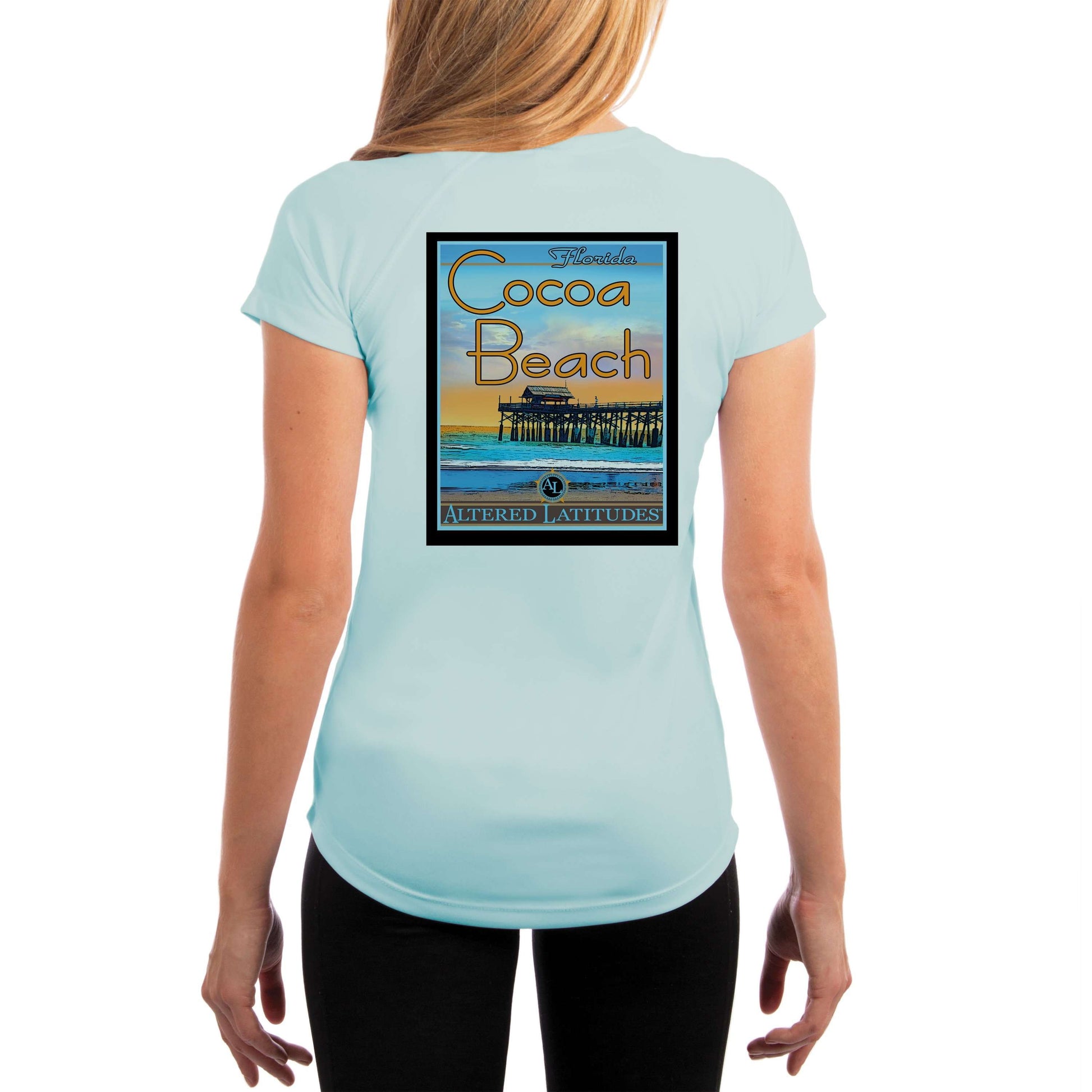 Vintage Destination Cocoa Beach Women's UPF 5+ UV Sun Protection Short Sleeve T-shirt - Altered Latitudes