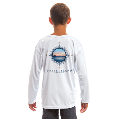 Compass Vintage Tybee Island Youth UPF 50+ UV/Sun Protection Long Sleeve T-Shirt